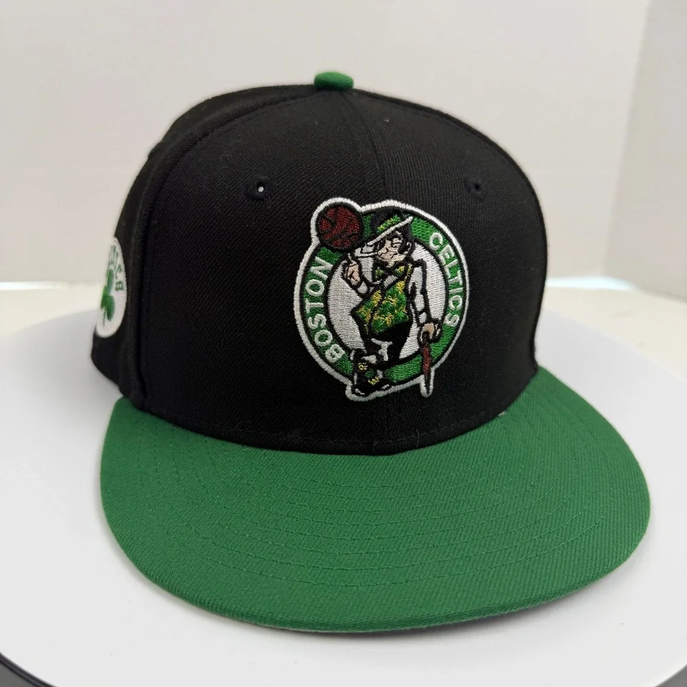 New Era 9FIFTY Boston Celtics Youth Snapback Hat Black Green NBA Cap Logo Patch
